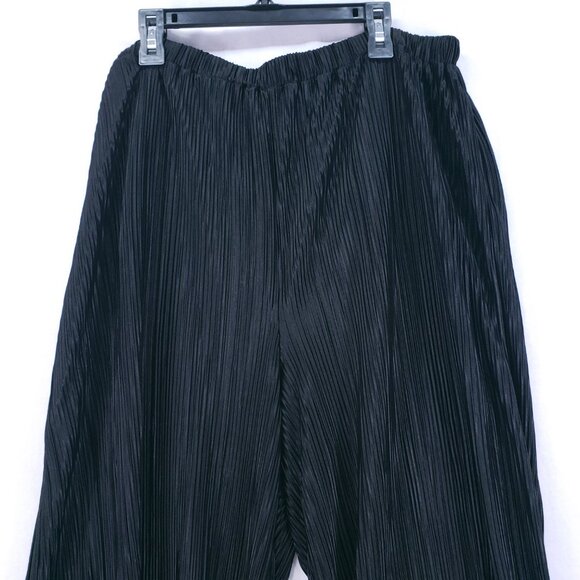 H & M Black Pleated Folds Satin Lightweight Relaxed Wide Leg Pants Size L - Picture 10 of 14